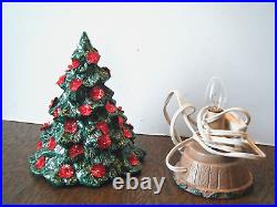 1990 Cutest Vintage Nowell Mold Ceramic Christmas Tree 8.5 Fraser Fir Red Light