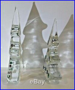 2 Vintage Art Glass Murano Millefiori Christmas Tree Paperweight GUMPS 6.5 & 8