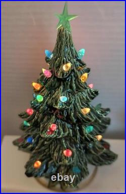 2 Vintage Ceramic Christmas Trees & Bases/ 8 Each Has Toggle