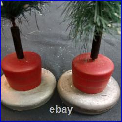 2 Vintage Flocked Bottle Brush Christmas Trees 10 Tall