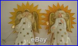 2 Vintage Glo Lite Illuminated Angel-Glo Radiant Ray Christmas Tree Topper