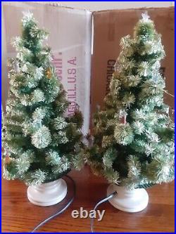 2 Vintage GloLite Christmas Tree on Lighted Base, 18 inch, with Original Boxes