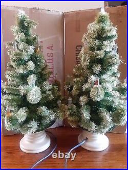 2 Vintage GloLite Christmas Tree on Lighted Base, 18 inch, with Original Boxes