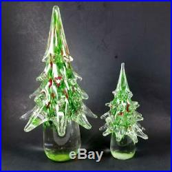 2 Vintage MURANO Art Glass Christmas Trees Set 12 & 7.5 Lot Red Green White