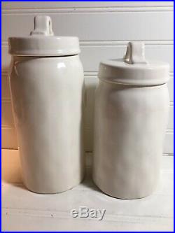 2 Vintage Rae Dunn Vintage Christmas tree Canisters Initial M Magenta