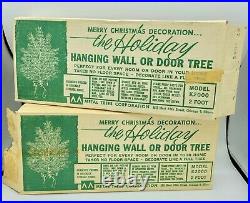 2 Vtg Aluminum Silver Metal Christmas Tree Corp. Hanging Wall Door Tree in box