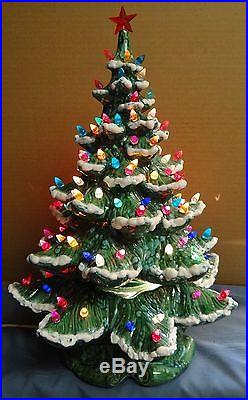 20 3 Tier Ceramic Lighted Christmas Tree Flocked Vtg EXCELLENT CONDITION