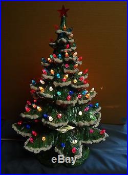20 3 Tier Ceramic Lighted Christmas Tree Flocked Vtg EXCELLENT CONDITION