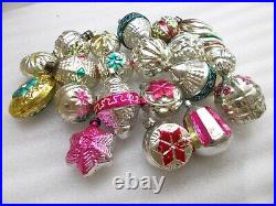 20 Antique Vintage USSR Glass Russian Christmas Ornament Tree Decoration Old Set