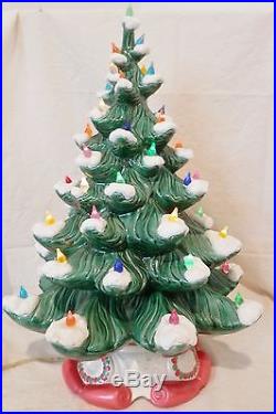 20 Vintage Atlantic Mold Ceramic White Snow Capped Christmas Tree 52 Lights'74