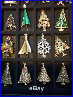 20 Vintage Christmas Tree Brooch Pins Lot Some Signed Weiss, Art, Mamselle