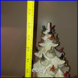 21 VINTAGE MUSICAL CERAMIC CHRISTMAS TREE 21 WHITE PEARL IRIDESCENT Glitter