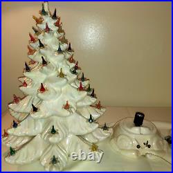 21 VINTAGE MUSICAL CERAMIC CHRISTMAS TREE 21 WHITE PEARL IRIDESCENT Glitter