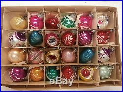 24 Antique Vintage Poland Small Feather Tree Mercury Glass Christmas Ornaments