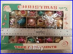 24 Antique Vintage Poland Small Feather Tree Mercury Glass Christmas Ornaments