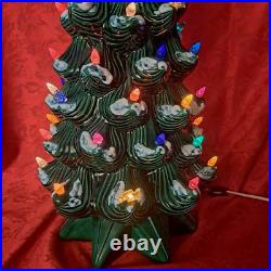 24 Atlantic Mold Ceramic Flocked Christmas Tree Slim Lighted Birds Snow Vintage