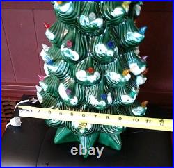24 Atlantic Mold Ceramic Flocked Christmas Tree Slim Lighted Birds Snow Vintage