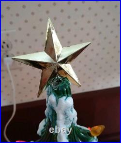 24 Atlantic Mold Ceramic Flocked Christmas Tree Slim Lighted Birds Snow Vintage