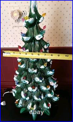 24 Atlantic Mold Ceramic Flocked Christmas Tree Slim Lighted Birds Snow Vintage