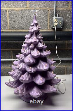 24 Purple Lighted Ceramic Christmas Tree Atlantic mold RARE! Vintage Unique