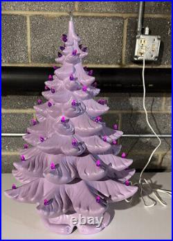 24 Purple Lighted Ceramic Christmas Tree Atlantic mold RARE! Vintage Unique