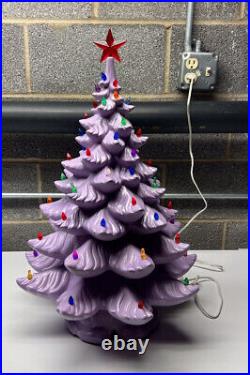 24 Purple Lighted Ceramic Christmas Tree Atlantic mold RARE! Vintage Unique