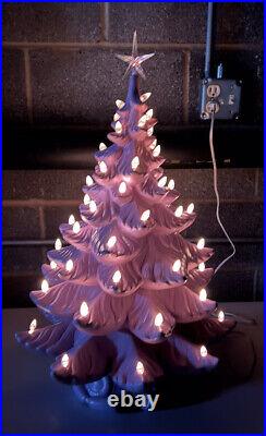 24 Purple Lighted Ceramic Christmas Tree Atlantic mold RARE! Vintage Unique