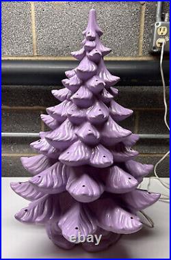 24 Purple Lighted Ceramic Christmas Tree Atlantic mold RARE! Vintage Unique