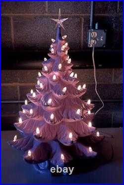 24 Purple Lighted Ceramic Christmas Tree Atlantic mold RARE! Vintage Unique