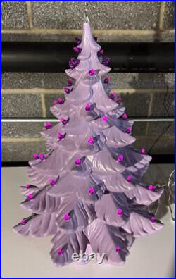 24 Purple Lighted Ceramic Christmas Tree Atlantic mold RARE! Vintage Unique