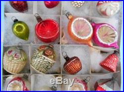 24 Small Vintage Figural Glass Christmas Feather Tree Ornaments Pre & Post War