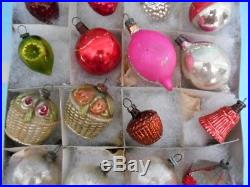 24 Small Vintage Figural Glass Christmas Feather Tree Ornaments Pre & Post War