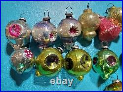 24 Tiny Antique Miniature Mini Feather Tree Japan Embossed Glass Xmas Ornament