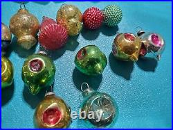 24 Tiny Antique Miniature Mini Feather Tree Japan Embossed Glass Xmas Ornament