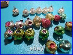 24 Tiny Antique Miniature Mini Feather Tree Japan Embossed Glass Xmas Ornament