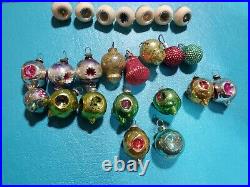 24 Tiny Antique Miniature Mini Feather Tree Japan Embossed Glass Xmas Ornament