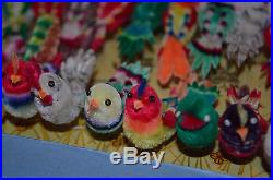 24 UNUSED OLD STOCK vintage Chenille Birds Boxed Christmas Tree Decorations