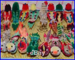 24 UNUSED OLD STOCK vintage Chenille Birds Boxed Christmas Tree Decorations