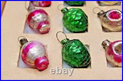 24 VTG Glass Feather Tree Tiny Lantern Indent Bell Cone Christmas Ornament Japan