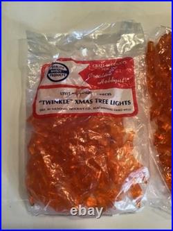 240 Vintage Narco Twinkle Bulbs Orange Star Ceramic Christmas Tree Halloween