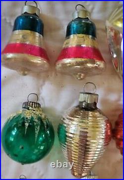 25 Vtg & Antique Figural Mercury Christmas Ornaments Cones, Fish, Feather Tree