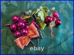 3 Mistletoe Antique Mercury Glass Mini Ball Xmas Tree Ornament Vtg Old MCM Rare