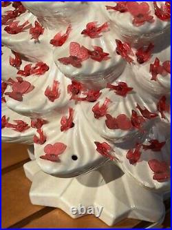 3 Pc VTG Atlantic Mold Ceramic Christmas Tree White Iridescent RED Lighted 34