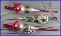 3 Vtg Mercury Glass Christmas Tree Toppers Ornaments Pink