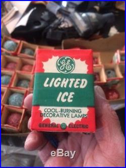 30 Plus GE LIGHTED ICE CHRISTMAS TREE SNOWBALL LITE FROSTED VINTAGE LIGHT BULB