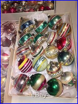 314 VTG CHRISTMAS TREE ORNAMENT LOT GLASS INDENT MICA BELL ANTIQUE FIGURAL L@@k