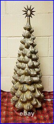 35 MCM Vintage Atlantic Mold Ceramic Christmas Tree Gold Sparkles 3 Piece