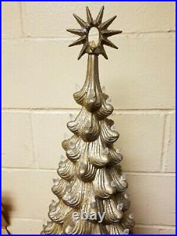 35 MCM Vintage Atlantic Mold Ceramic Christmas Tree Gold Sparkles 3 Piece