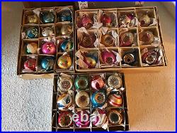 36 Vtg Poland 3-2 Indent Double Quad Teardrop Mica Christmas Tree Ornament Box