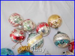 39 vintage TORPEDO INDENT Christmas TREE ornaments glass Poland Shiny Brite LOT